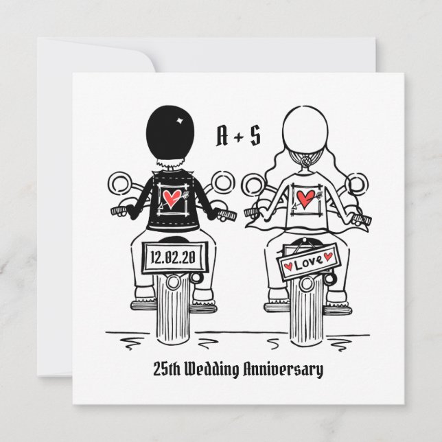 Biker Motorcycle Wedding Anniversary Invitation (Front)