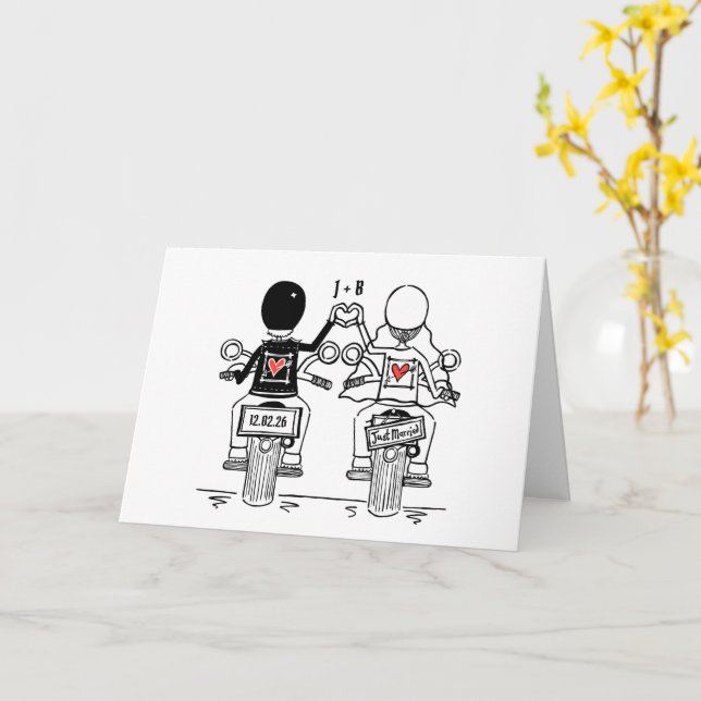 Biker Motorcycle Wedding Card (Yellow Flower)