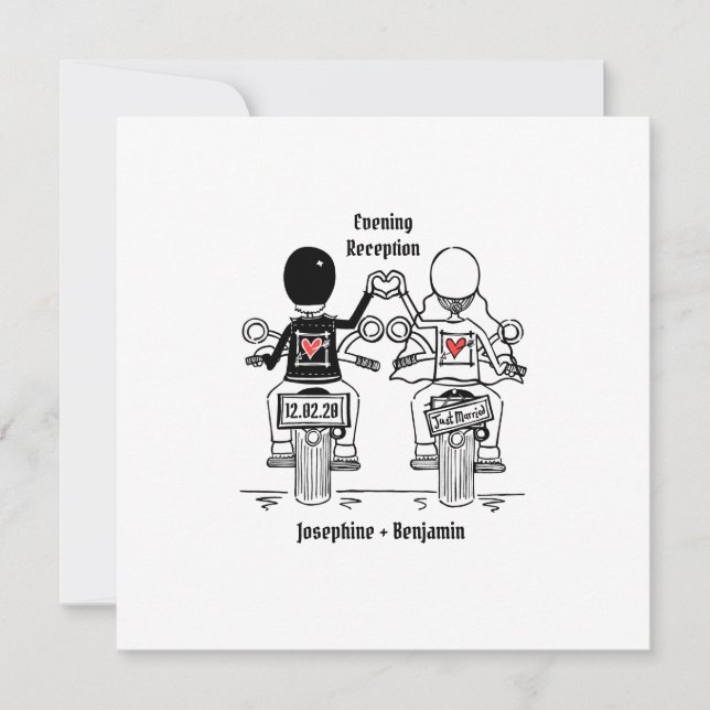 Biker Motorcycle Wedding Evening Reception Invitation (Front)