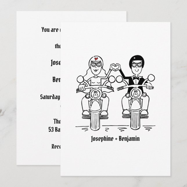 Biker Motorcycle Wedding Invitation (Front/Back)