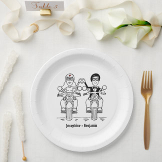 Biker Motorcycle Wedding Paper Plate