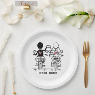 Biker Motorcycle Wedding  Paper Plate