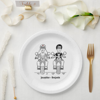 Biker Motorcycle Wedding Paper Plate