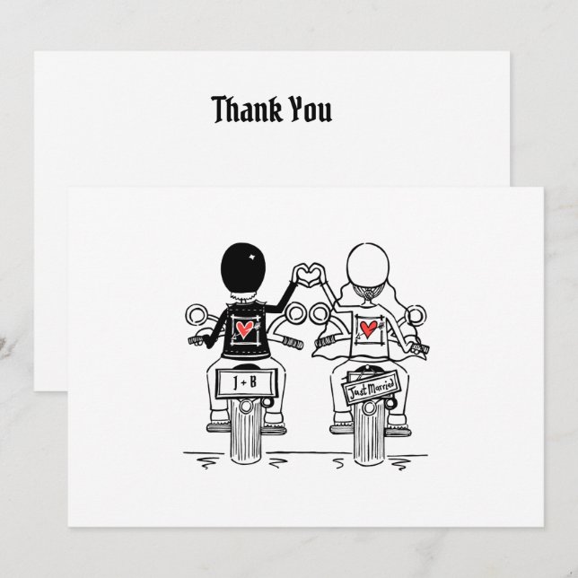 Biker Motorcycle Wedding  Thank You Card (Front/Back)