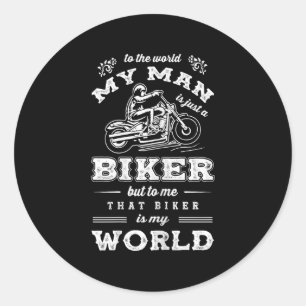 Biker Motorcyclist Girlfriend Motorbike Bride Husb Classic Round Sticker