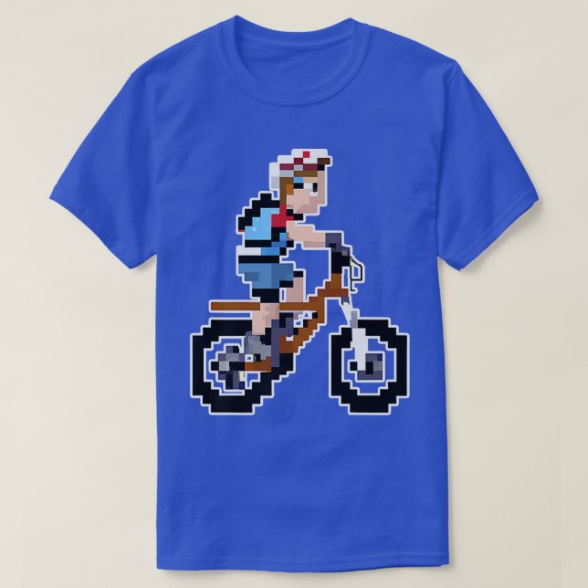 Biker Mountainbiker Pixel Art Retro Gaming Style   T-Shirt (Design Front)