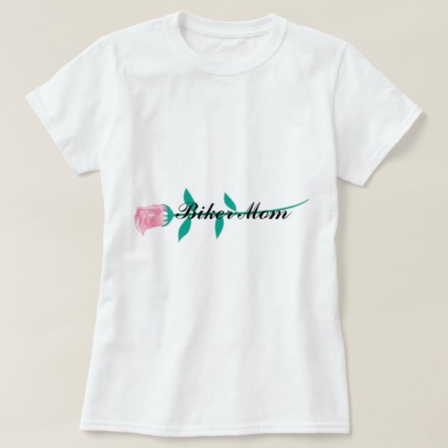 Biker Mum w/pinkrose 2 T-Shirt (Design Front)