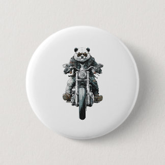 Biker Panda 6 Cm Round Badge