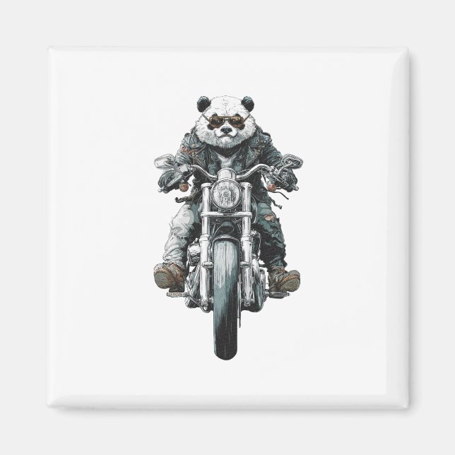 Biker Panda Magnet (Front)