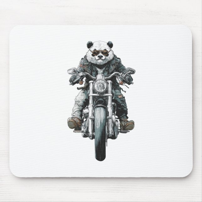 Biker Panda Mouse Pad (Front)