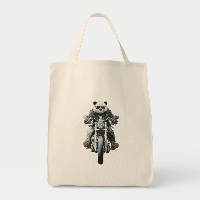 Biker Panda Tote Bag (Front)
