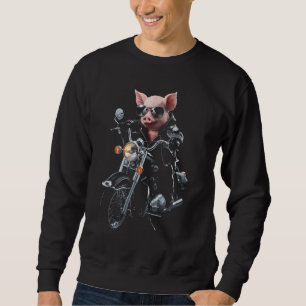 Biker Pig Motorcycle Rider Cool Funny Hog Gift Sweatshirt