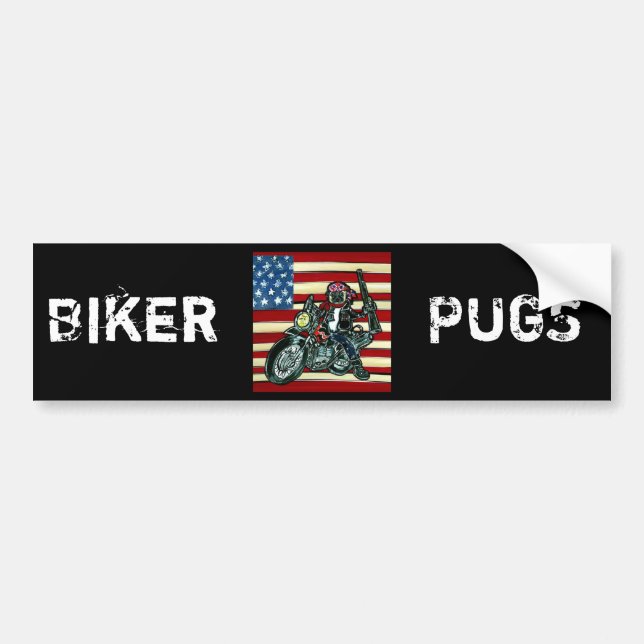 Biker Pug Bumper Sticker (Front)