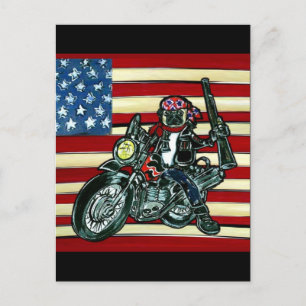 Biker Pug Postcard