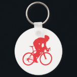 Biker Red key chain<br><div class="desc">BIKER  A silhouetted red cyclist rides on a white background.</div>