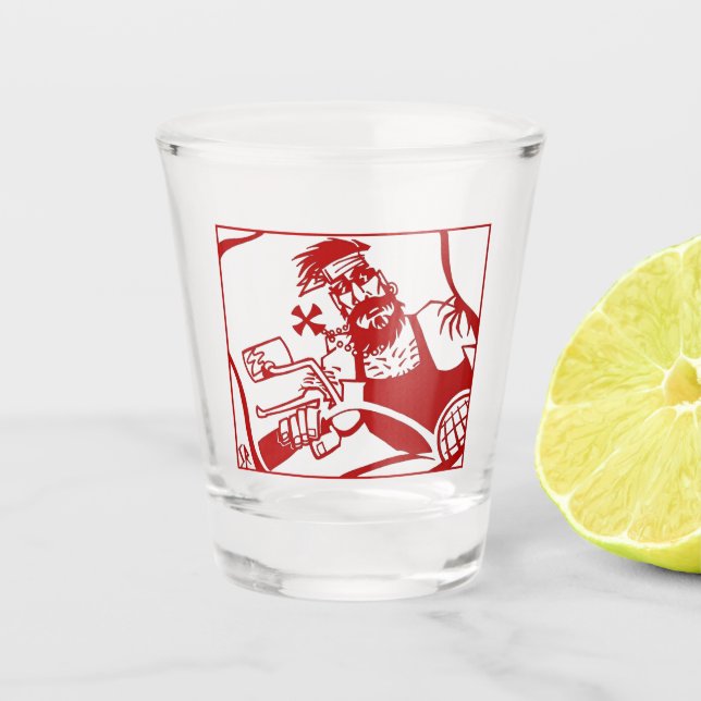 Biker red shot glass (Front)
