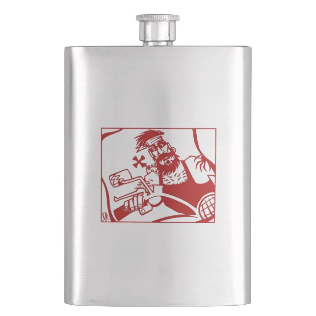 Biker red stainless steel flask (Front)