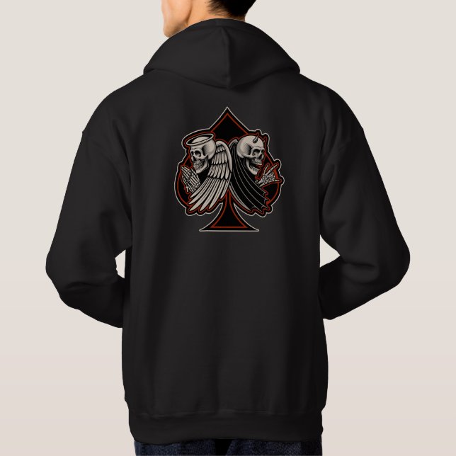 Biker Saint or Sinner Ace of Spades Old School  Hoodie (Back)