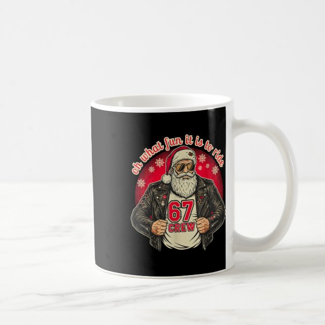Biker Santa 67 Crew Funny Christmas Leather Jacket Coffee Mug (Right)