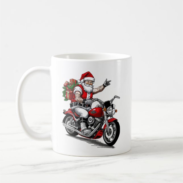 Biker Santa Claus Coffee Mug (Left)