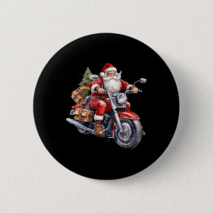 Biker Santa Claus On Motorcycle Fun Christmas Biki 6 Cm Round Badge