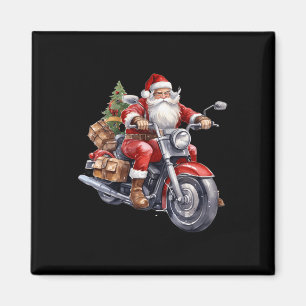 Biker Santa Claus On Motorcycle Fun Christmas Biki Magnet