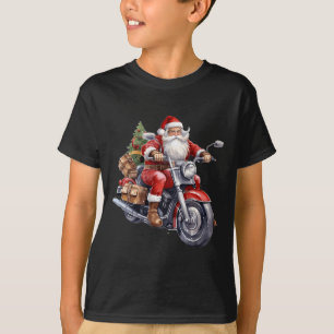 Biker Santa Claus On Motorcycle Fun Christmas Biki T-Shirt