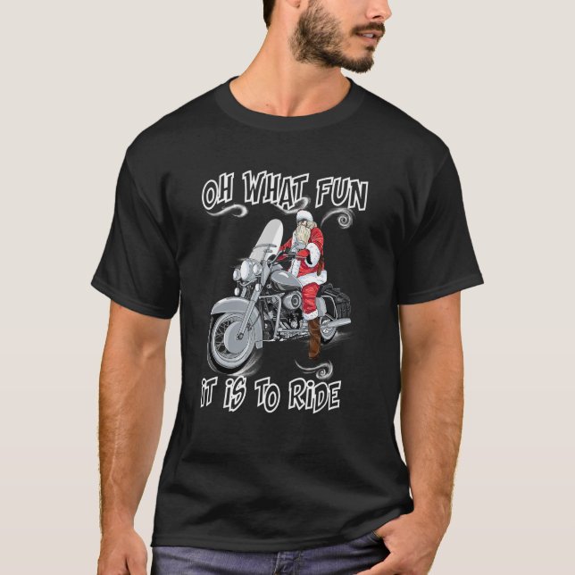 Biker Santa Motorcycle Fan Let's Go Brandom  Chris T-Shirt (Front)