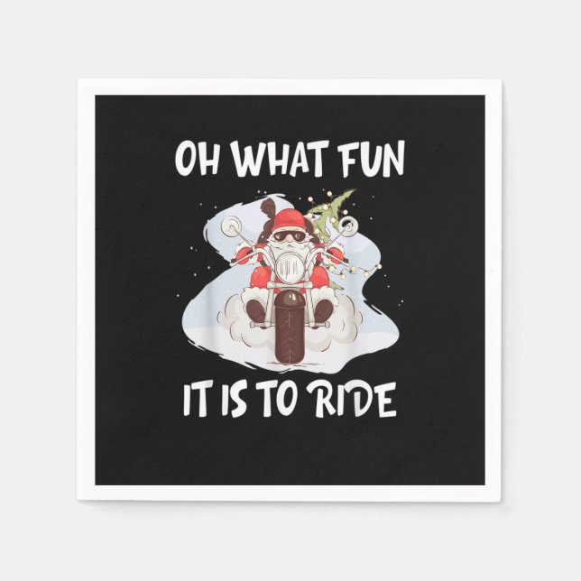 Biker Santa Motorcycle Fan Merry Christmas Xmas Ho Napkin (Front)
