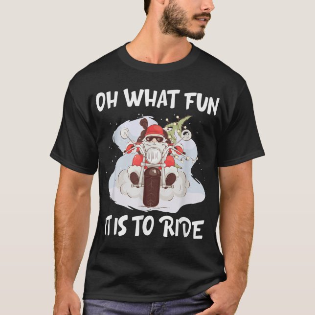 Biker Santa Motorcycle Fan Merry Christmas Xmas T-Shirt (Front)