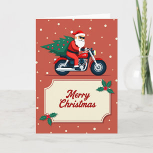 Biker Santa Motorcycle Merry Christmas Card