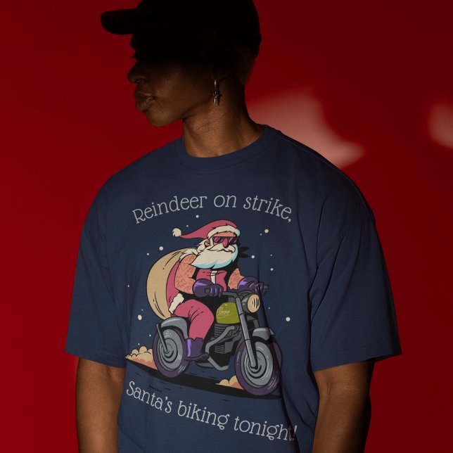 Biker Santa Perfect for Holiday Cheer Christmas T-Shirt (Creator Uploaded)