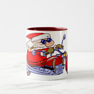 Biker Santa Two-Tone Coffee Mug