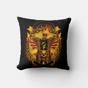 Biker Skeleton Evil Fire Motorbike Cushion