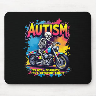 Biker Skeleton Riding Motorcycle Puzzle Autism Awa Mouse Pad