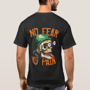 Biker Skull No Fear No Pain Funny T-Shirt
