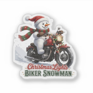 Biker Snowman Christmas Lights