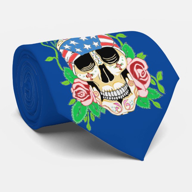 Biker Sugar Skull Tie (Rolled)