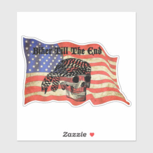 Biker till the end skull USA Flag art