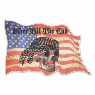 Biker till the end skull USA Flag art