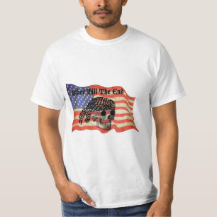Biker till the end skull USA Flag art T-Shirt