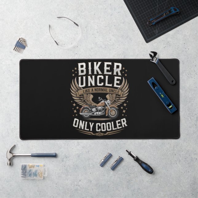 Biker Uncle Motorcycle Father's Day Desk Mat (Workstation)