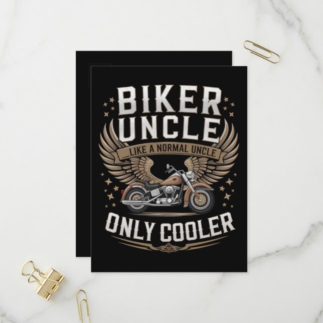 Biker Uncle Motorcycle Father's Day Invitation Postcard (Front/Back In Situ)