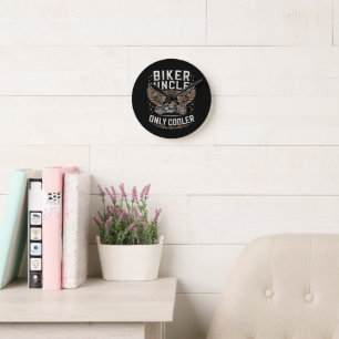 Biker Uncle Motorcycle Father's Day Round Clock