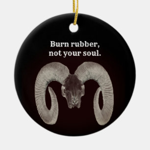 biker vintage,Goat Skull Face ,and Personalised Ceramic Ornament