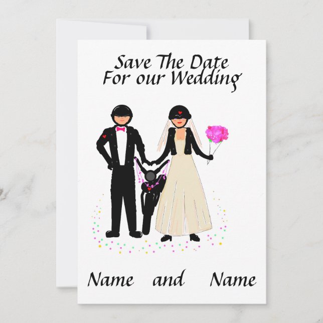 Biker Wedding Save The Date/ Invitations (Front)