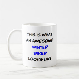 biker winter, awesome coffee mug