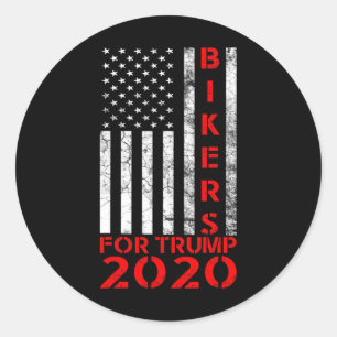 Bikers For Trump 2020 American Flag Conservative M Classic Round Sticker