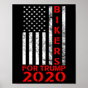 Bikers For Trump 2020 American Flag Conservative M Poster