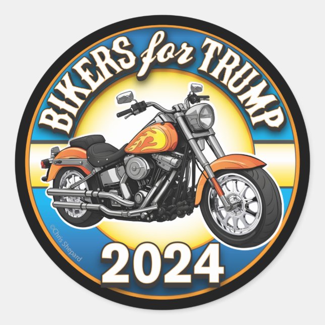 Bikers For Trump 2024 - Patriotic Cycling Classic Round Sticker (Front)
